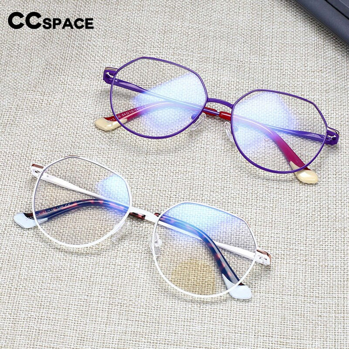 CCspace Unisex Full Rim Polygonal Round Alloy Frame Eyeglasses 54316 Full Rim CCspace