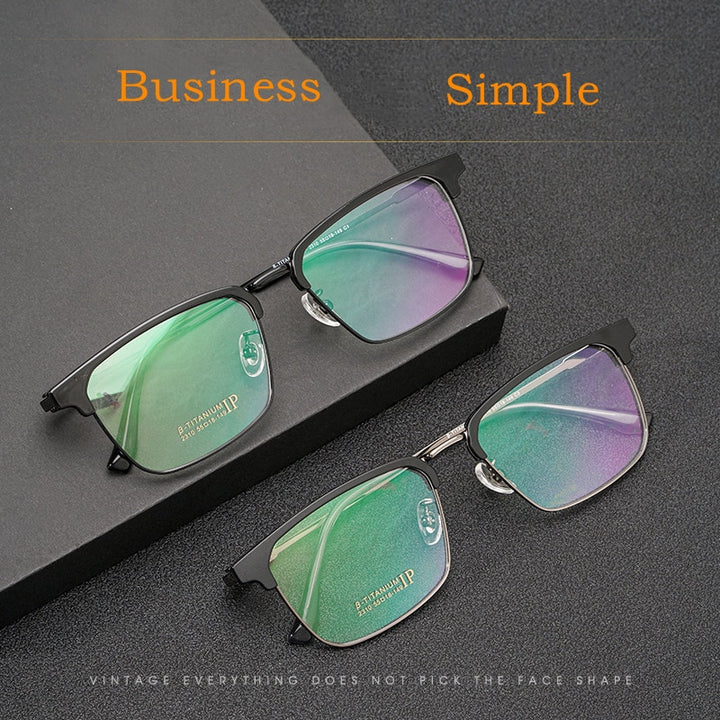 Yimaruili Men's Full Rim Square Acetate Titanium Eyeglasses 2310yj Full Rim Yimaruili Eyeglasses
