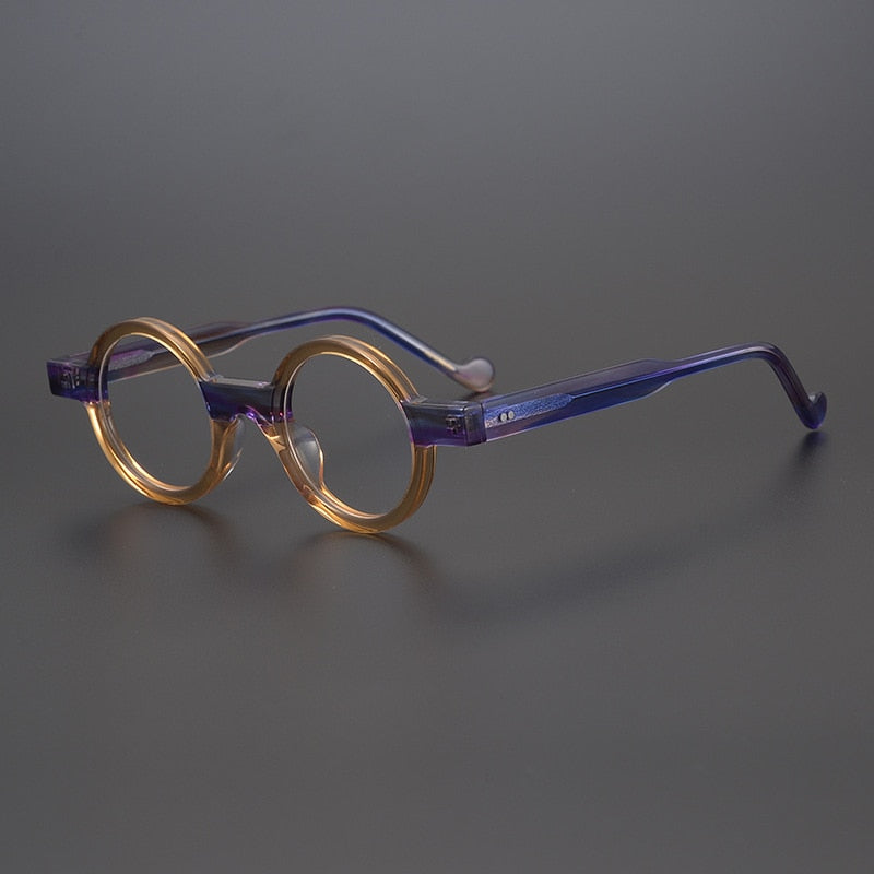 CCspace Unisex Full Rim Round Acetate Steampunk Eyeglasses 55104 Full Rim CCspace Purple China