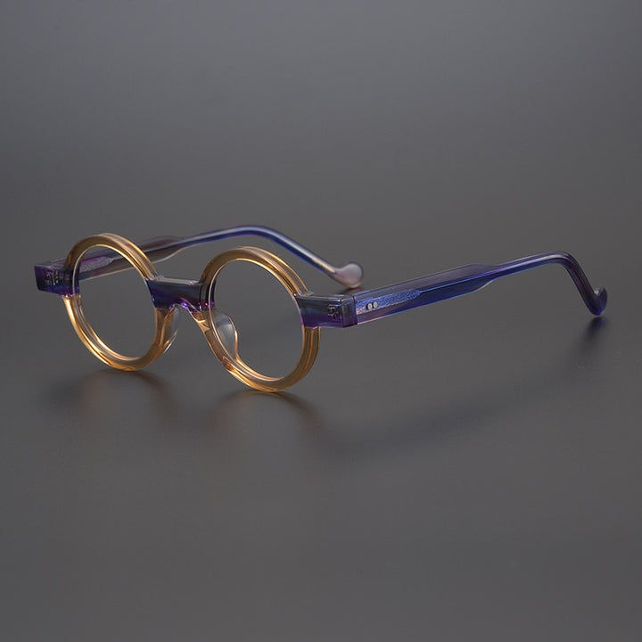 CCspace Unisex Full Rim Round Acetate Steampunk Eyeglasses 55104 Full Rim CCspace Purple China