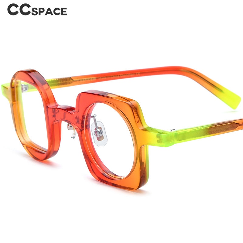 CCspace Unisex Full Rim Square Round Acetate Eyeglasses 55660 Full Rim CCspace