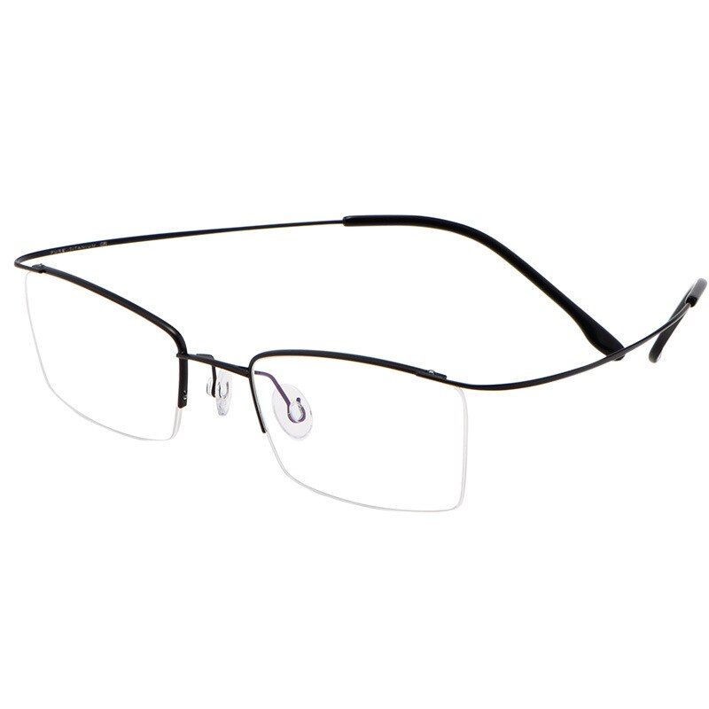 Hotochki Men's Semi Rim Rectangle Titanium Frame Eyeglasses 30004 Semi Rim Hotochki