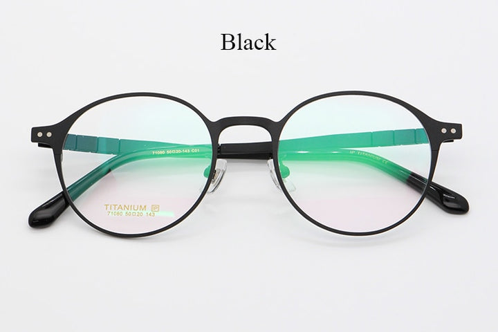 Bclear Unisex Full Rim Round Titanium Frame Eyeglasses My7180 Full Rim Bclear Black
