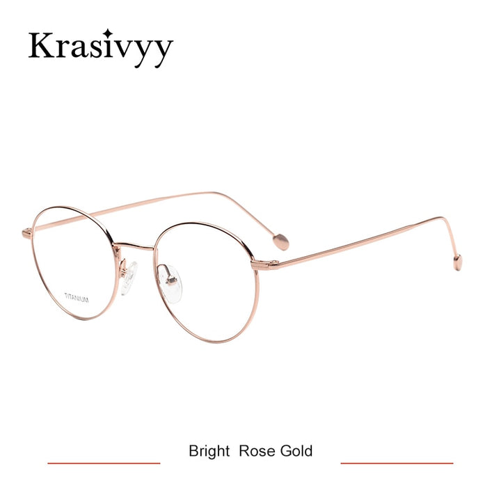 Krasivyy Unisex Full Rim Round Titanium Eyeglasses Kr86052 Full Rim Krasivyy Bright Rose Gold CN 