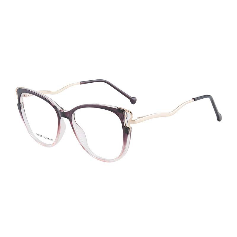 CCspace Women's Full Rim Square Cat Eye Acetate Titanium Eyeglasses 54391 Full Rim CCspace China Purple
