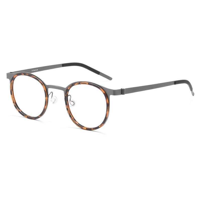 Gmei Unisex Full Rim Round Square Screwless Titanium 9704Jw Full Rim Gmei Optical Gun Tortoiseshell  