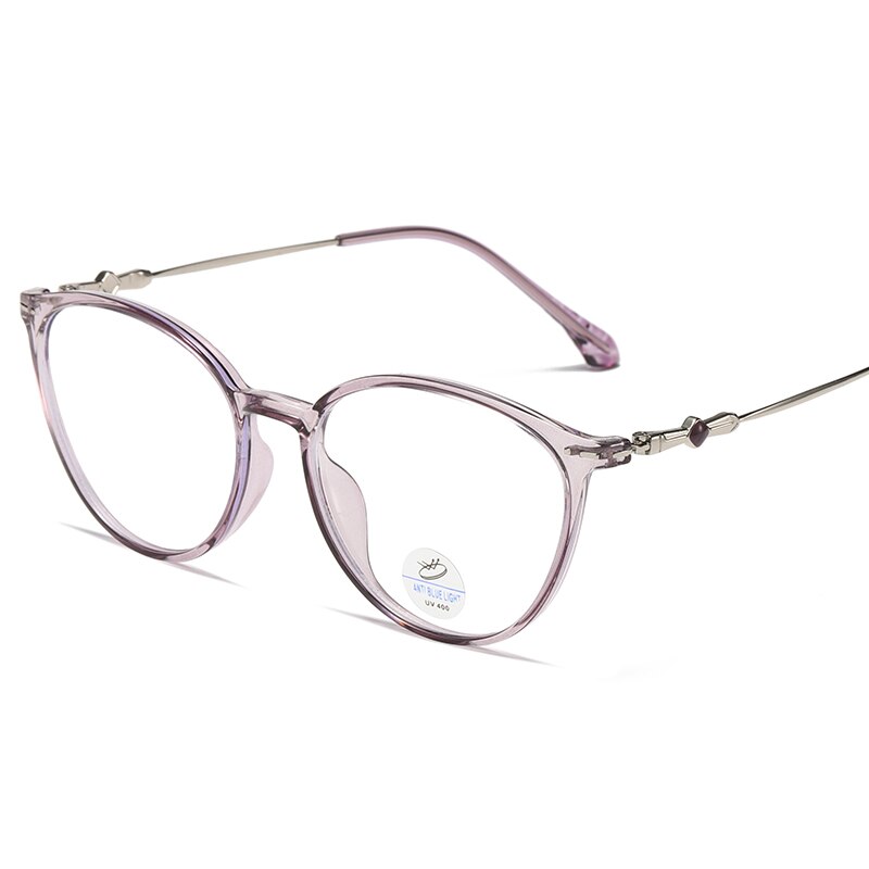 Reven Jate Women's Full Rim Round Square  Tr 90 Alloy Frame Eyeglasses 81257 Full Rim Reven Jate purple  