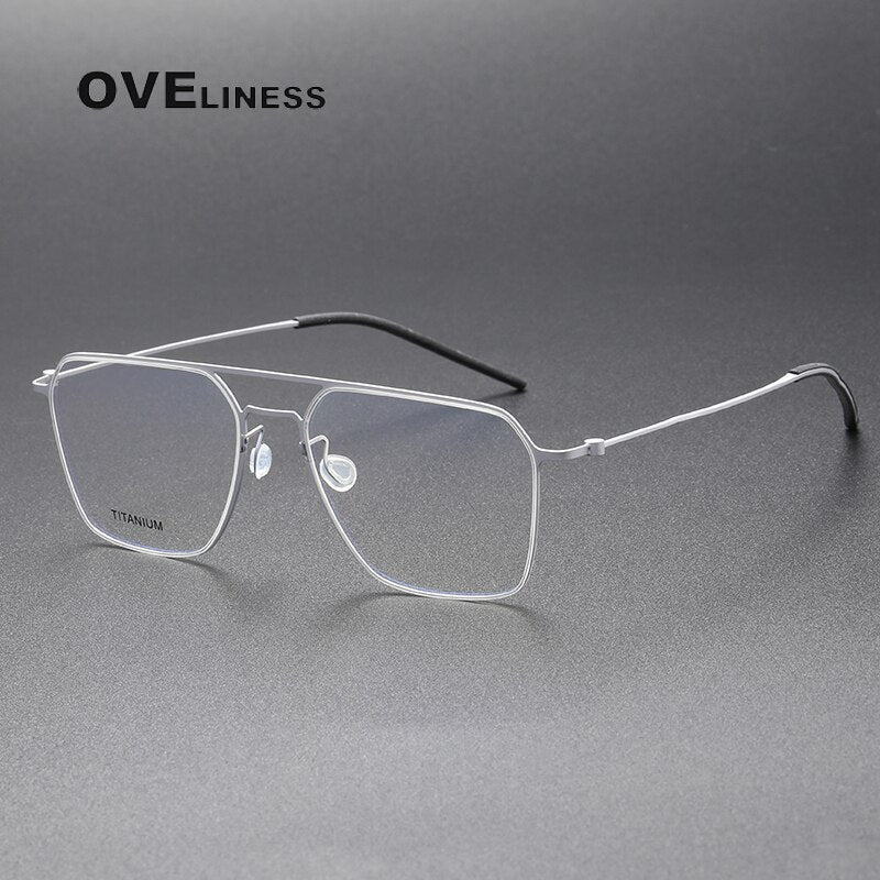 Oveliness Unisex Full Rim Square Double Bridge Titanium Eyeglasses 5517 Full Rim Oveliness silver