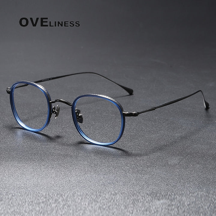 Oveliness Unisex Full Rim Round Square Titanium Eyeglasses 137 Full Rim Oveliness