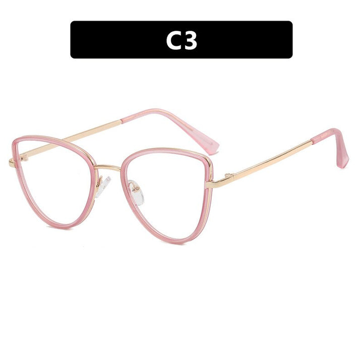 CCspace Unisex Full Rim Square Cat Eye Alloy Eyeglasses 55626 Full Rim CCspace China Purple