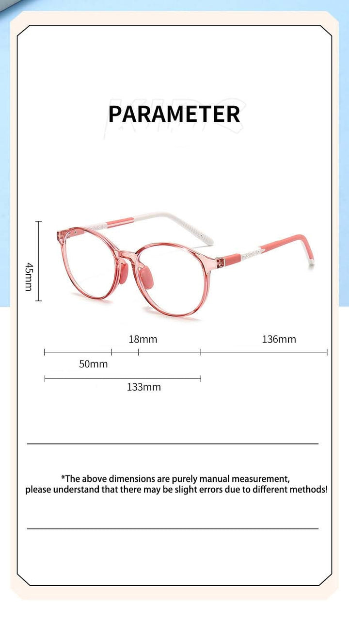 CCspace Unisex Youth Full Rim Round Silicone Eyeglasses 54672 Full Rim CCspace