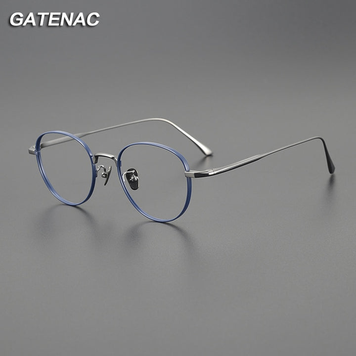 Gatenac Unisex Full Rim Round Titanium Eyeglasses Gxyj1098 Full Rim Gatenac