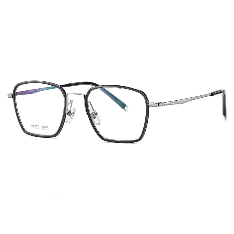 Bclear Unisex Full Rim Irregular Square Titanium Acetate Eyeglasses Nwd2327 Full Rim Bclear Dark Gray silver