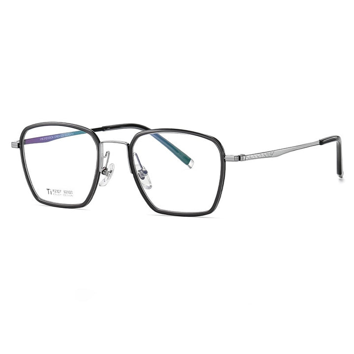 Bclear Unisex Full Rim Irregular Square Titanium Acetate Eyeglasses Nwd2327 Full Rim Bclear Dark Gray silver