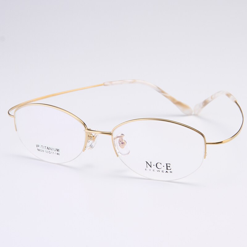 Bclear Women's Semi Rim Titanium Oval Eyeglasses Sc18029 Semi Rim Bclear Gold