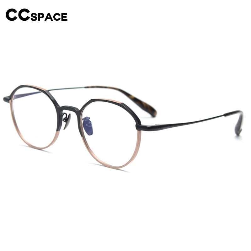 CCspace Unisex Full Rim Round Titanium Eyeglasses 55458 Full Rim CCspace