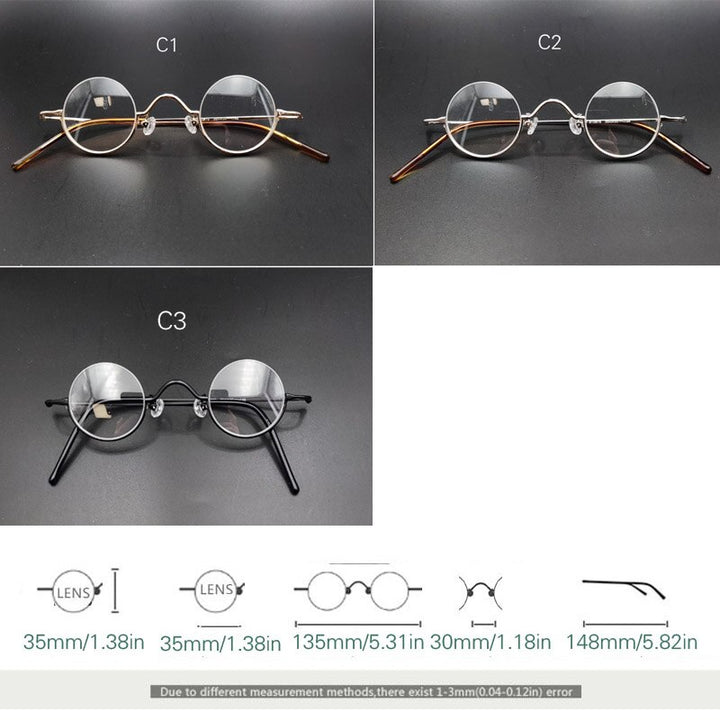Yujo Unisex Semi Rim Round 35mm Alloy Anti blue Light Reading Glasses Reading Glasses Yujo