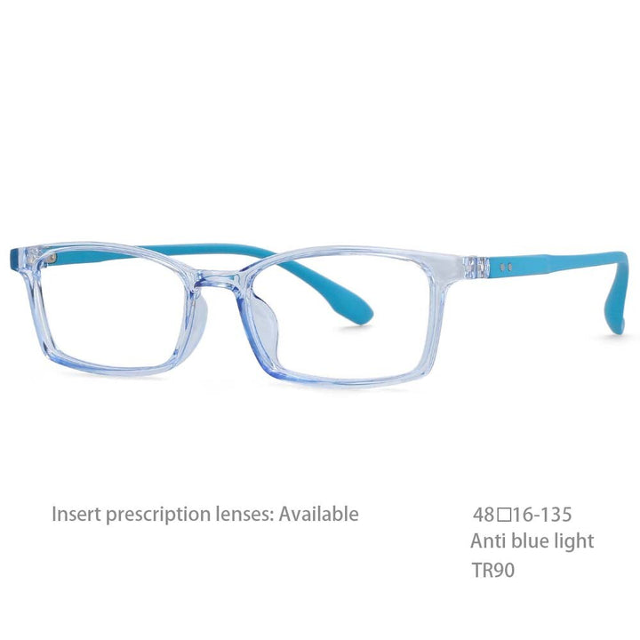 CCspace Unisex Youth Size Full Rim Rectangle Tr 90 Titanium Frame Eyeglasses 54465 Full Rim CCspace China Blue