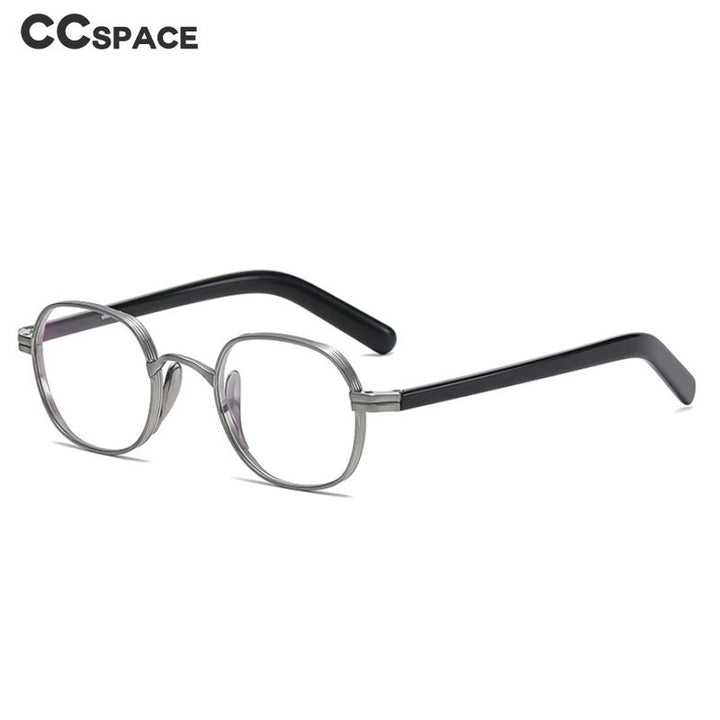 CCspace Unisex Full Rim Irregular Round Acetate Titanium Eyeglasses 53314 Full Rim CCspace
