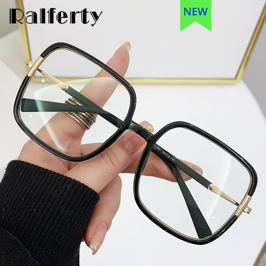 Ralferty Women's Full Rim Big Square Acetate Eyeglasses D880 Full Rim Ralferty   