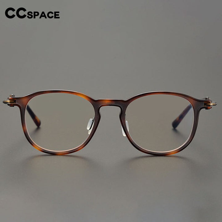 CCspace Unisex Full Rim Round Acetate Titanium Eyeglasses 53259 Full Rim CCspace
