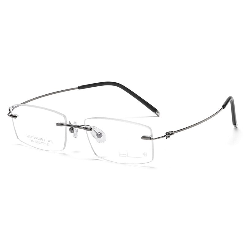 Reven Jate Unisex Rimless Rectangle Titanium Alloy Eyeglasses 8581 Rimless Reven Jate grey