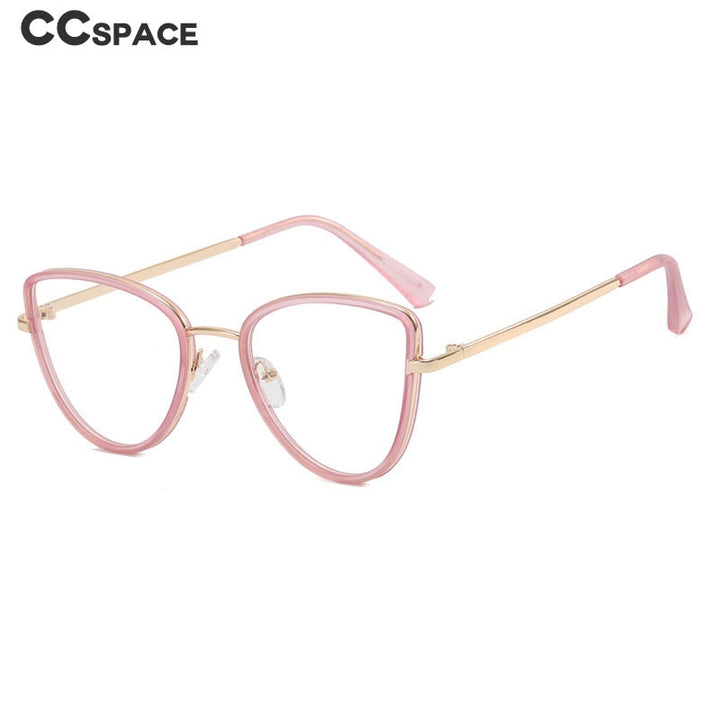 CCspace Unisex Full Rim Square Cat Eye Alloy Eyeglasses 55626 Full Rim CCspace