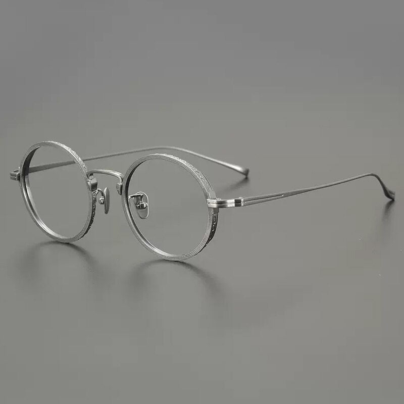 Gatenac Unisex Full Rim Round Titanium Eyeglasses Gxyj893 Full Rim Gatenac Silver
