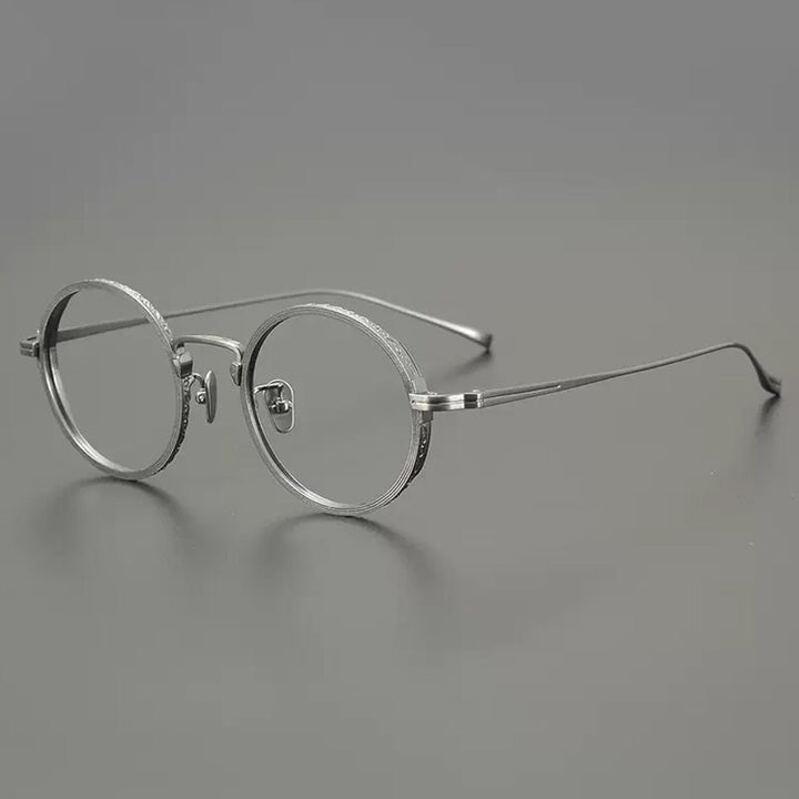 Gatenac Unisex Full Rim Round Titanium Eyeglasses Gxyj893 Full Rim Gatenac Silver