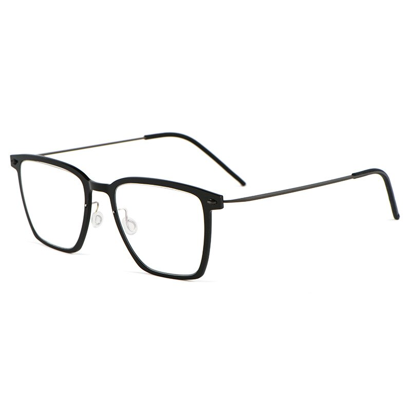 Yimaruili Unisex Full Rim Square Screwless Titanium Eyeglasses 6554nd Full Rim Yimaruili Eyeglasses Black Gun