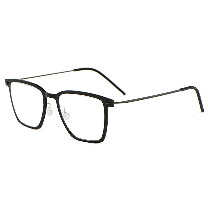 Yimaruili Unisex Full Rim Square Screwless Titanium Eyeglasses 6554nd Full Rim Yimaruili Eyeglasses Black Gun