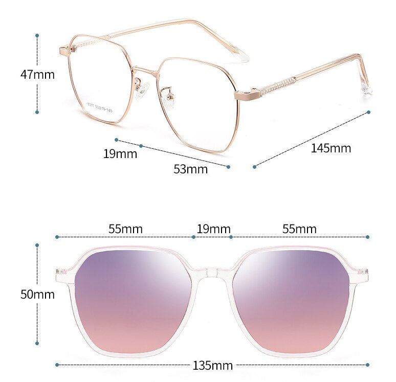 Kansept Full Rim Square Cat Eye Tr 90 Titanium Eyeglasses Clip On Polarized Sunglasses 8311 Sunglasses Kansept   