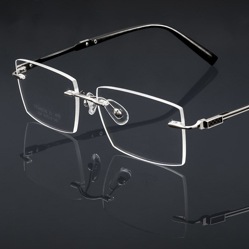 Yimaruili Unisex Rimless Large Square Rectangle Titanium Eyeglasses Z16WK Rimless Yimaruili Eyeglasses