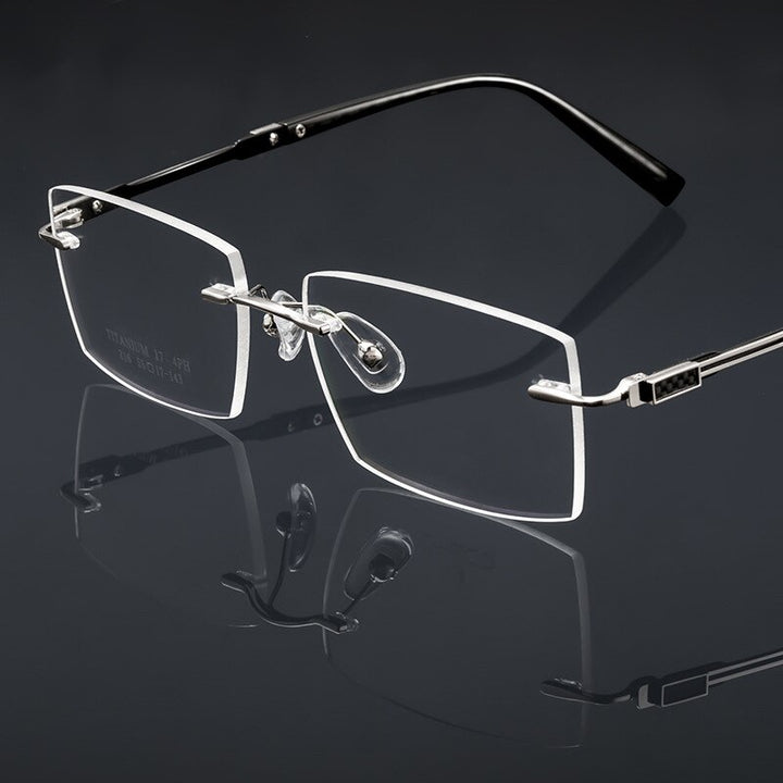 Yimaruili Unisex Rimless Large Square Rectangle Titanium Eyeglasses Z16WK Rimless Yimaruili Eyeglasses