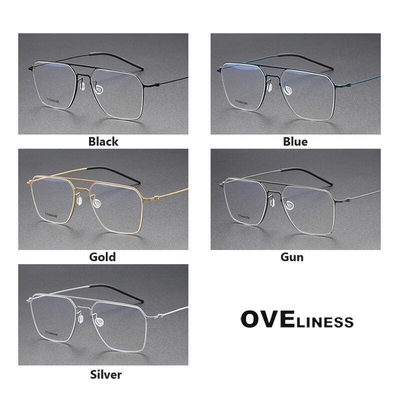 Oveliness Unisex Full Rim Square Double Bridge Titanium Eyeglasses 5517 Full Rim Oveliness