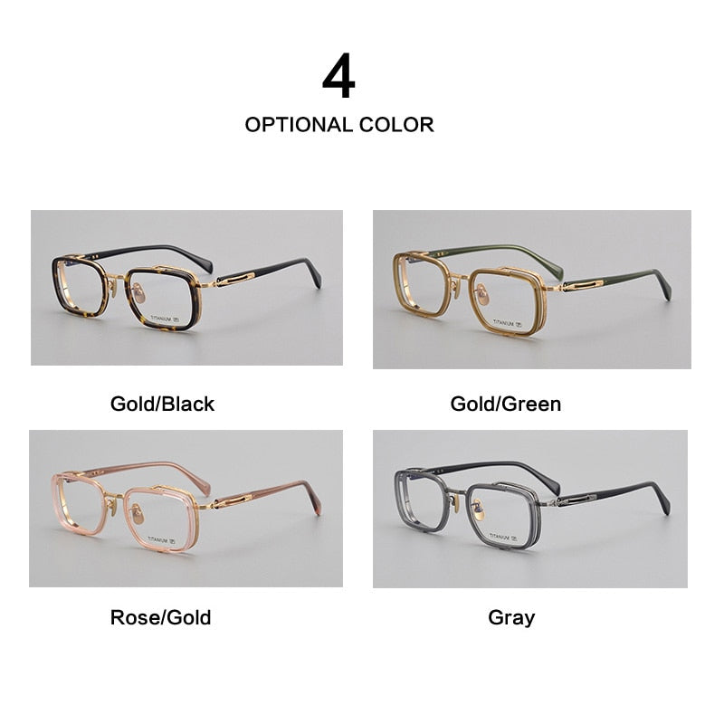 Muzz Unisex Full Rim Square Acetate Titanium Eyeglasses E005 Full Rim Muzz