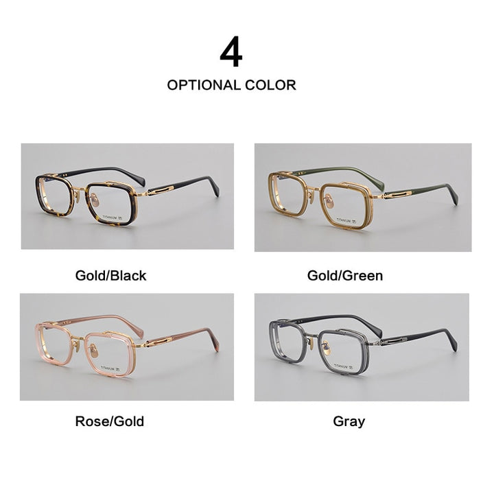 Muzz Unisex Full Rim Square Acetate Titanium Eyeglasses E005 Full Rim Muzz
