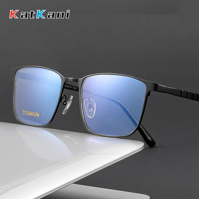 KatKani Unisex Full Rim Square Titanium Eyeglasses 69789 Full Rim KatKani Eyeglasses   