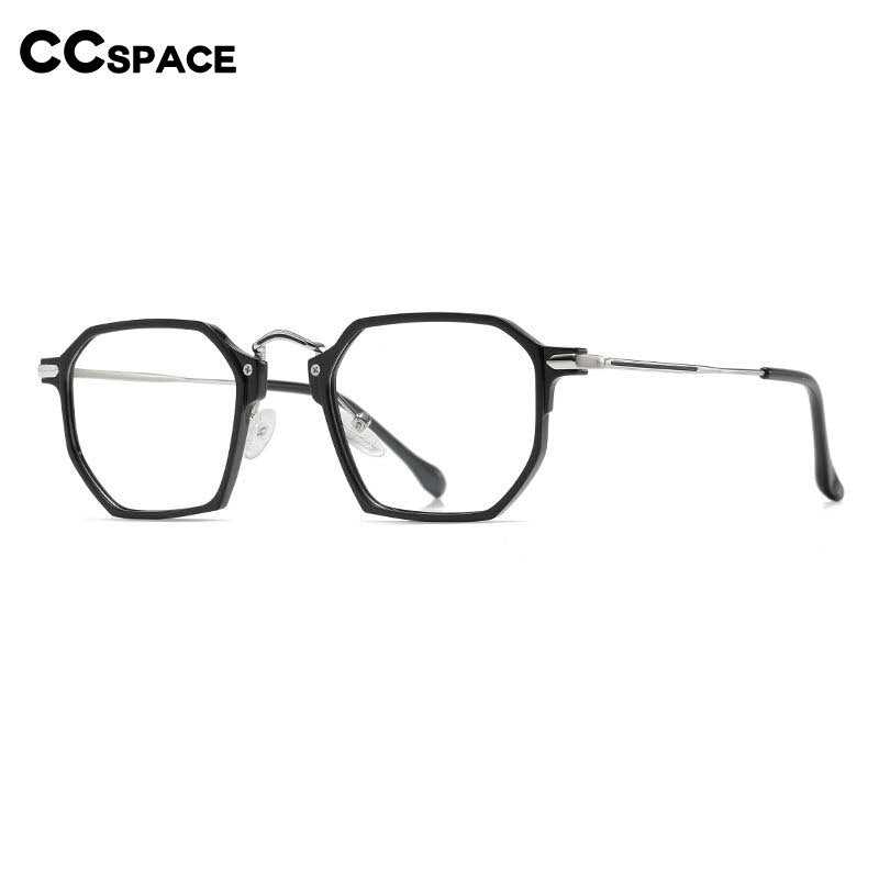 CCspace Unisex Full Rim Polygon Square Tr 90 Titanium Eyeglasses 55031 Full Rim CCspace