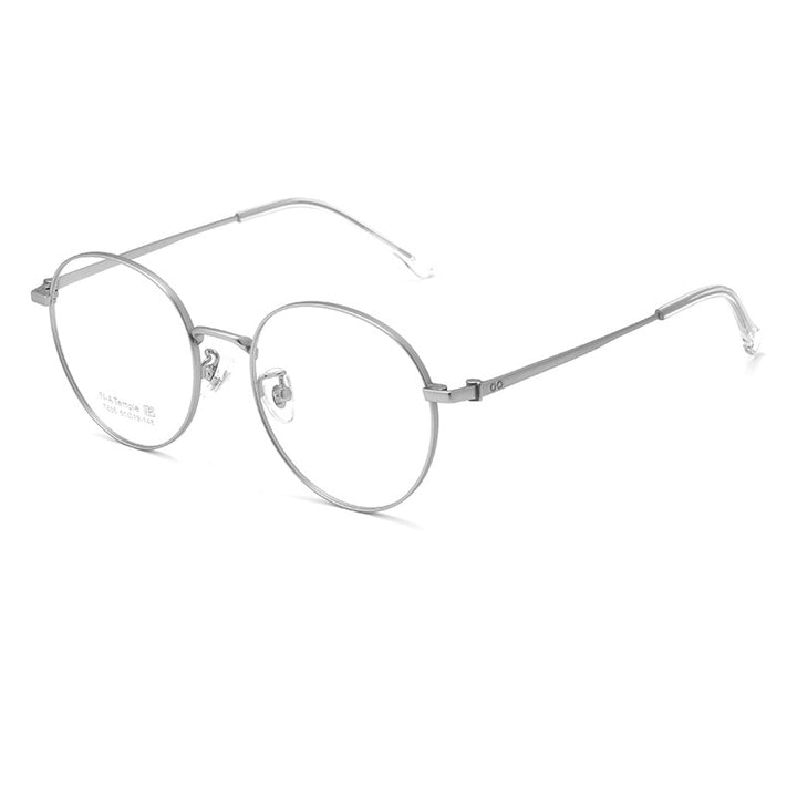 Yimaruili Unsex Full Rim Round Titanium Eyeglasses T855t Full Rim Yimaruili Eyeglasses Matte Silver  