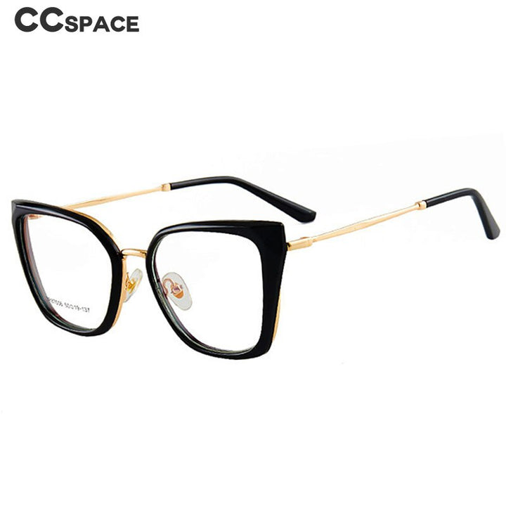 CCspace Women's Full Rim Square Cat Eye Acetate Alloy Eyeglasses 54730 Full Rim CCspace