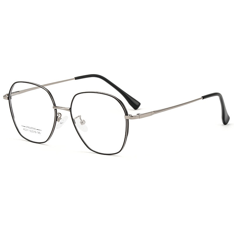 Yimaruili Unisex Full Rim Polygon Square Alloy Frame Eyeglasses AC011 Full Rim Yimaruili Eyeglasses Black Gun