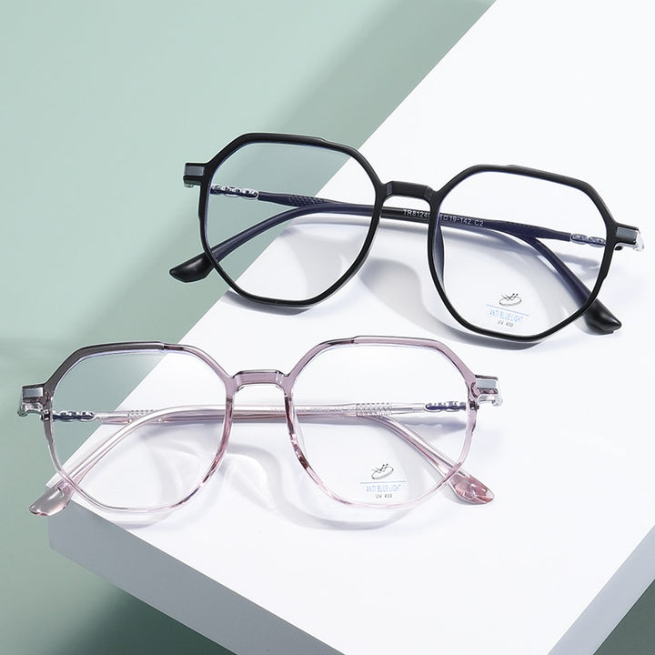 Reven Jate Unisex Full Rim Polygon Oval Tr 90 Eyeglasses 81240 Full Rim Reven Jate