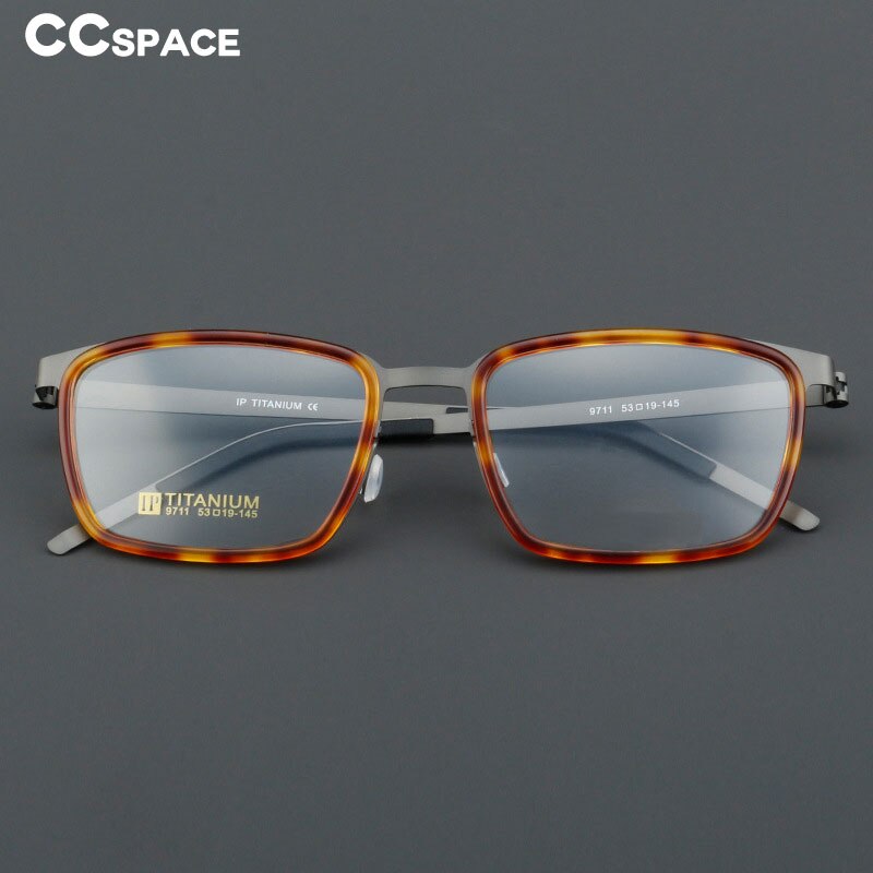 CCspace Unisex Full Rim Square Acetate Titanium Eyeglasses 55023 Full Rim CCspace