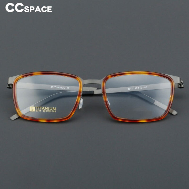 CCspace Unisex Full Rim Square Acetate Titanium Eyeglasses 55023 Full Rim CCspace