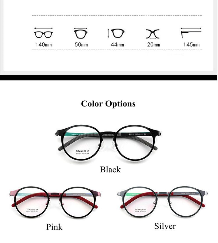 Chashma Ottica Unisex Full Rim Round Square Titanium Eyeglasses 202205 Full Rim Chashma Ottica