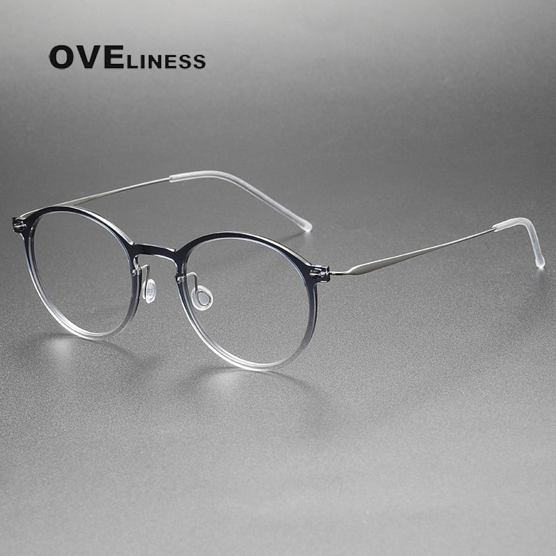 Oveliness Unisex Full Rim Round Square Acetate Titanium Eyeglasses 6541 Full Rim Oveliness gradient grey