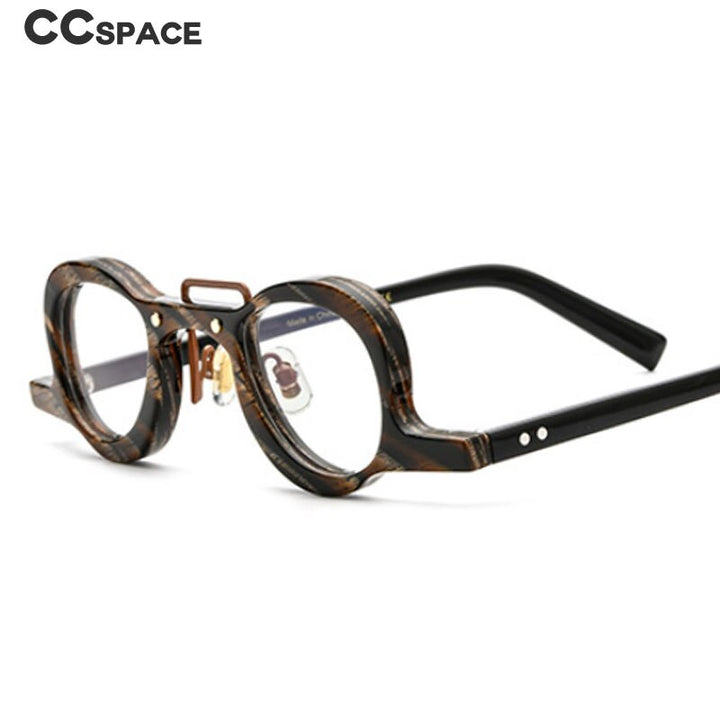 CCspace Unisex Full Rim Small Round Double Bridge Acetate Eyeglasses 54565 Full Rim CCspace
