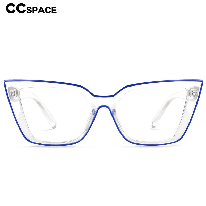 CCspace Women's Full Rim Square Flat Top Cat Eye Acetate Alloy Eyeglasses 55338 Full Rim CCspace