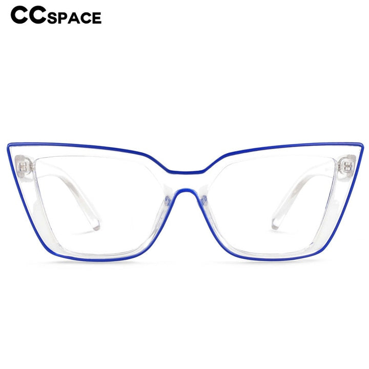 CCspace Women's Full Rim Square Flat Top Cat Eye Acetate Alloy Eyeglasses 55338 Full Rim CCspace